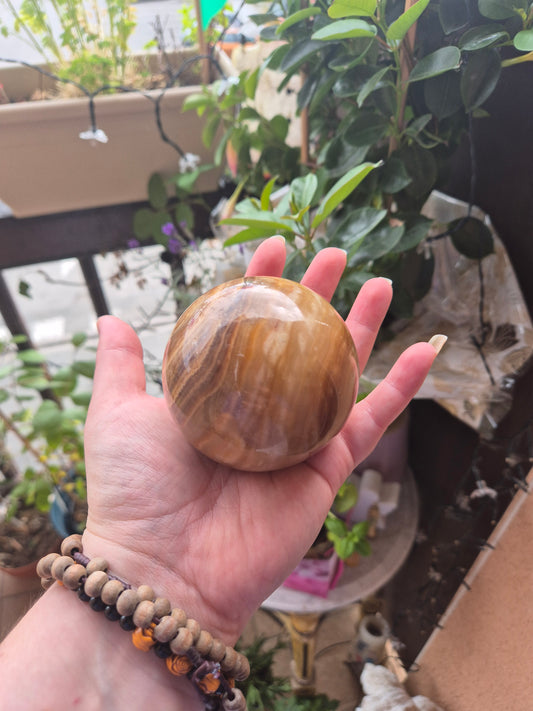 Sphère Aragonite brune - Ancrage & stabilité 💎